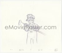 5t0313 SIMPSONS animation art 2000s cartoon pencil drawing of Groundskeeper Willy holding hoe!