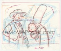 5t0315 SIMPSONS animation art 2000s cartoon pencil drawing of Marge & Maggie w/southern gentleman!