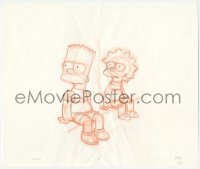 5t0299 SIMPSONS animation art 2000s cartoon pencil drawing of angry Bart & Lisa glaring!