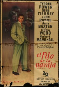 5t0470 RAZOR'S EDGE Argentinean 1946 full-length art of Tyrone Power by Norman Rockwell, rare!