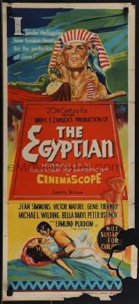 5t0521 EGYPTIAN Aust daybill 1954 Curtiz, art of Jean Simmons, Victor Mature & Gene Tierney!