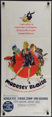 5t0532 MODESTY BLAISE Aust daybill 1966 Bob Peak art of sexiest female secret agent Monica Vitti!