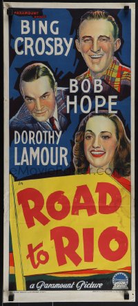 5t0536 ROAD TO RIO Aust daybill R1950s Crosby, Hope & Lamour by Richardson Studio, ultra rare!