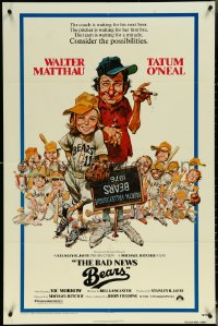 5t0826 BAD NEWS BEARS 1sh 1976 Jack Davis art, Walter Matthau coaches baseball player Tatum O'Neal!