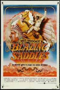 5t0844 BLAZING SADDLES 1sh 1974 art of Cleavon Little & Mel Brooks by Alvin & Goldschmidt!