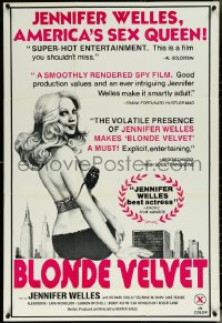 5t0846 BLONDE VELVET 1sh 1977 artwork of sexy Jennifer Welles, America's Sex Queen!