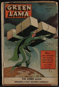 5t0191 GREEN LAMA #6 comic book August 1945 Mac Raboy art of Buddhist superhero carrying swastika!