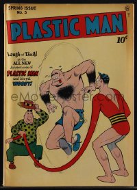 5t0222 PLASTIC MAN #3 comic book March 1946 great art by Jack Cole, and his pal Woozy!