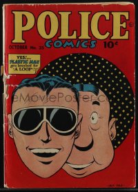 5t0225 POLICE COMICS #35 comic book October 1944 great cover art of Plastic Man by Jack Cole!