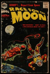 5t0227 RACE FOR THE MOON #1 comic book March 1958 outer space cover & interior art by Bob Powell!