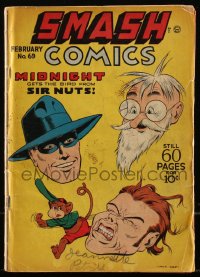 5t0234 SMASH COMICS #69 comic book February 1947 Jack Cole cover art of Midnight, Spirit rip-off!