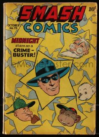 5t0233 SMASH COMICS #73 comic book October 1947 Jack Cole cover art of Midnight, Spirit rip-off!