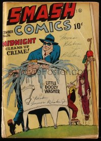 5t0232 SMASH COMICS #74 comic book December 1947 Jack Cole cover art of Midnight, Spirit rip-off!