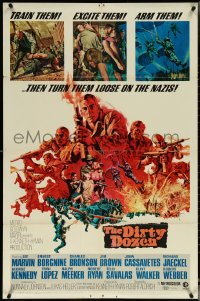 5t0897 DIRTY DOZEN 1sh 1967 Charles Bronson, Jim Brown, Lee Marvin, cool Frank McCarthy art!