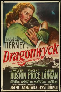 5t0906 DRAGONWYCK 1sh 1946 great stone litho of beautiful Gene Tierney, Ernst Lubitsch!