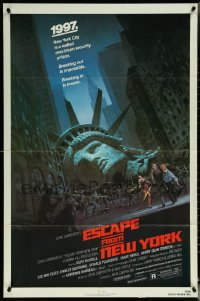 5t0917 ESCAPE FROM NEW YORK NSS style 1sh 1981 John Carpenter, decapitated Lady Liberty by Jackson!