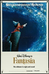 5t0923 FANTASIA 1sh R1977 Walt Disney, wonderful image of Mickey from Sorcerer's Apprentice!