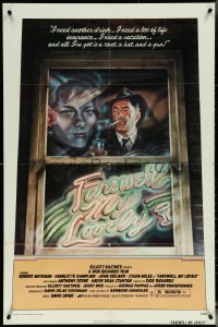 5t0925 FAREWELL MY LOVELY 1sh 1975 cool David McMacken artwork of Robert Mitchum smoking in window!