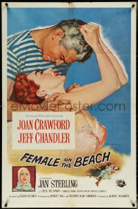 5t0928 FEMALE ON THE BEACH 1sh 1955 Tidman art of Joan Crawford & Jeff Chandler, Jan Sterling