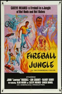 5t0929 FIREBALL JUNGLE 1sh 1969 hot rods and hot babes, Ralph L. Brown action artwork!