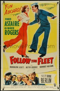 5t0937 FOLLOW THE FLEET 1sh R1953 dancing Fred Astaire & Ginger Rogers, music by Irving Berlin!