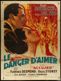 5t0130 ACCUSED French 1p R1946 Douglas Fairbanks Jr., Dolores del Rio, Grinsson art, ultra rare!