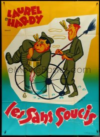 5t0146 PACK UP YOUR TROUBLES French 1p R1950s wacky different Belinsky art of Laurel & Hardy!