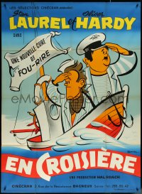 5t0149 SAPS AT SEA French 1p R1950s Bohle art of sailors Stan Laurel & Oliver Hardy, Hal Roach