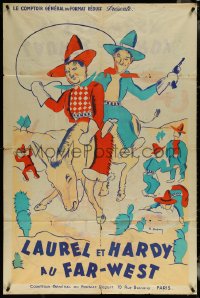 5t0129 WAY OUT WEST French 32x47 R1950s different Dubois art of Stan Laurel & Oliver Hardy, rare!