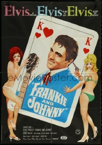 5t0494 FRANKIE & JOHNNY German 1966 Elvis on poker card & sexy women, different & ultra rare!