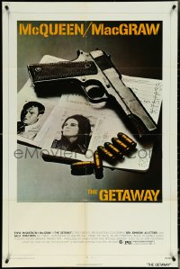 5t0951 GETAWAY 1sh 1972 Steve McQueen, McGraw, Sam Peckinpah, cool gun & passports image!