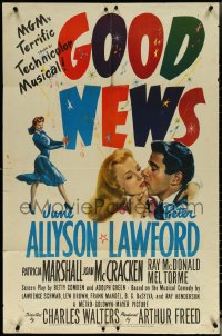 5t0962 GOOD NEWS 1sh 1947 art of June Allyson & Peter Lawford kissing, Technicolor musical!