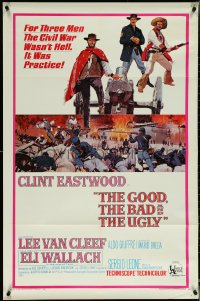 5t0963 GOOD, THE BAD & THE UGLY 1sh 1968 Clint Eastwood, Lee Van Cleef, Wallach, Leone classic!