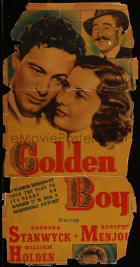 5t0334 GOLDEN BOY insert 1939 William Holden's debut movie, boxing classic, Barbara Stanwyck, rare!