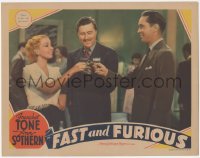 5t0642 FAST & FURIOUS LC 1939 Franchot Tone, Ann Sothern & Allyn Joslyn toasting to the fast life!