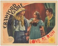 5t0668 LOVE ON THE RUN LC 1936 c/u of Joan Crawford between Franchot Tone accusing Clark Gable!