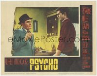 5t0678 PSYCHO LC #2 1960 Alfred Hitchcock, Martin Balsam quizzes Anthony Perkins at the Bates Motel!