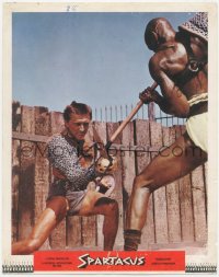 5t0689 SPARTACUS roadshow LC 1961 great c/u of Kirk Douglas & Woody Strode in gladiator death battle!