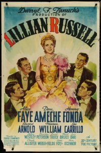 5t1029 LILLIAN RUSSELL style B 1sh 1940 art of Alice Faye, Ameche, Fonda, Arnold & William!