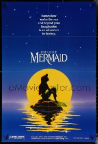 5t1030 LITTLE MERMAID teaser DS 1sh 1989 Disney, great art of Ariel in moonlight by Morrison/Patton!