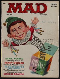 5t0393 MAD #33 magazine June 1957 Norman Mingo cover art of Alfred E. Neuman as a jack-in-the-box!