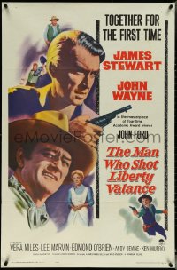 5t1049 MAN WHO SHOT LIBERTY VALANCE 1sh 1962 John Wayne & James Stewart, John Ford