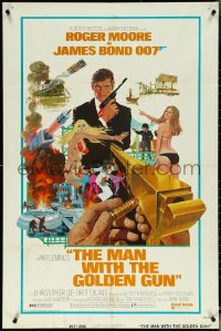 5t1050 MAN WITH THE GOLDEN GUN West Hemi 1sh 1974 art of Roger Moore as James Bond by Robert McGinnis!