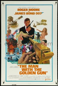 5t1052 MAN WITH THE GOLDEN GUN TA style East Hemi 1sh 1974 Moore as James Bond by Robert McGinnis!