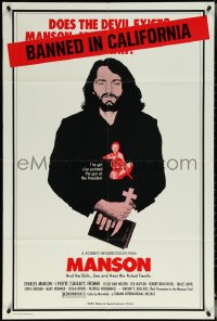 5t1055 MANSON 1sh R1975 AIP serial killer documentary told by Charles Manson himself!