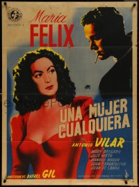 5t0465 UNA MUJER CUALQUIERA Mexican poster 1949 Berenguer art of Maria Felix & Antonio Vilar, rare!