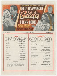 5t1321 GILDA English 8x10 press sheet 1946 Rita Hayworth, Glenn Ford, George Macready, ultra rare!