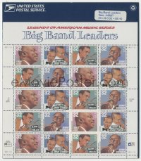 5t1340 LEGENDS OF AMERICAN MUSIC stamp sheet 1992 Big Band Leaders, Basie, Miller, Goodman, Dorsey!