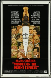 5t1075 MURDER ON THE ORIENT EXPRESS 1sh 1974 Agatha Christie, great art of cast by Richard Amsel!