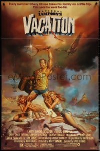 5t1078 NATIONAL LAMPOON'S VACATION studio style 1sh 1983 Chevy Chase and cast by Boris Vallejo!